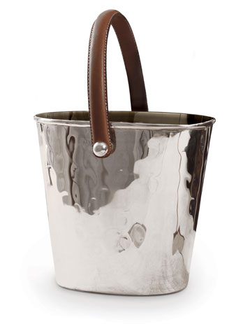 Leather handled silver plated wine cooler